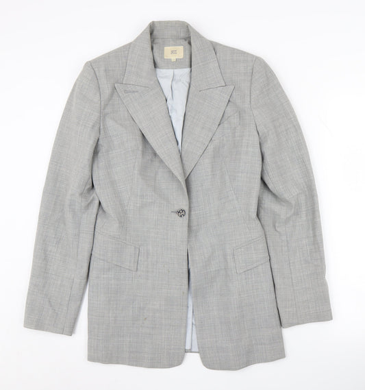 Oasis Women's Grey Check Suit Jacket Size 10