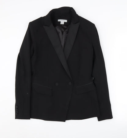 H&M Women's Black Double-Breasted Suit Jacket, Size 10