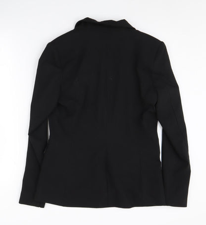 H&M Women's Black Double-Breasted Suit Jacket, Size 10