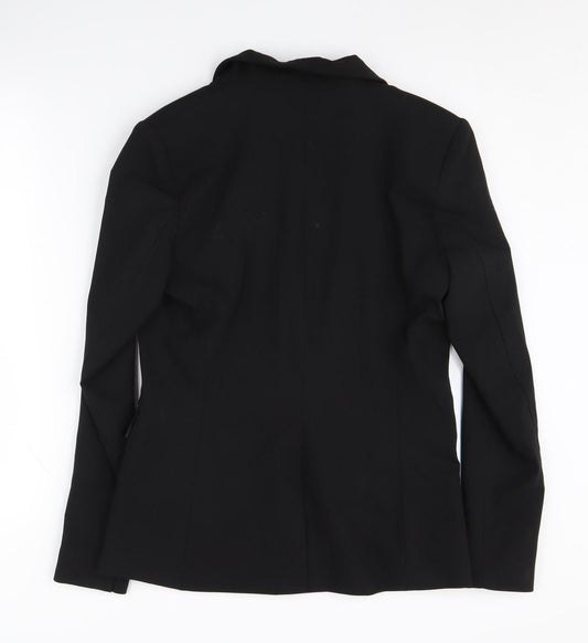 H&M Women's Black Double-Breasted Suit Jacket, Size 10