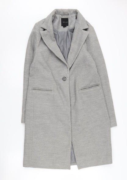New Look Women's Grey Overcoat Size 8