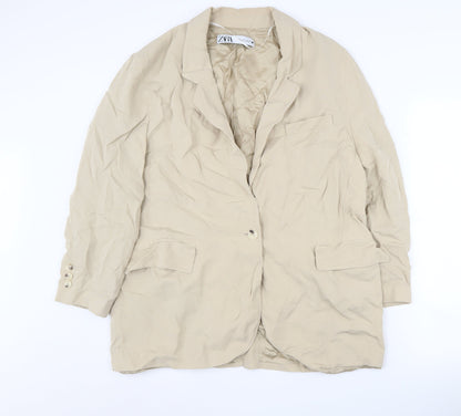 Zara Women's Beige Blazer, UK 12, Relaxed