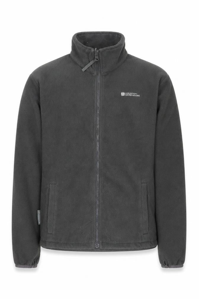 Front view of Mountain Warehouse boys’ black fleece jacket 13 years