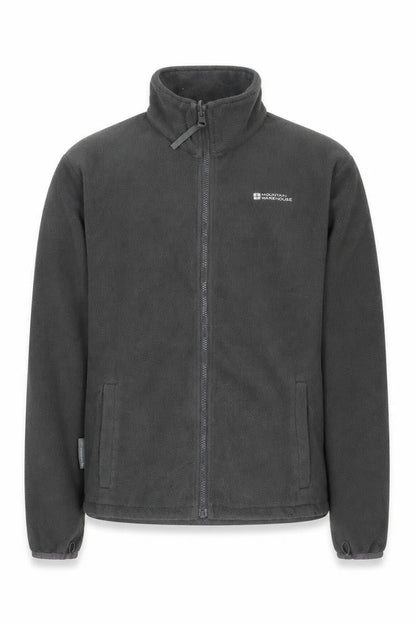 Front view of Mountain Warehouse boys’ black fleece jacket 13 years
