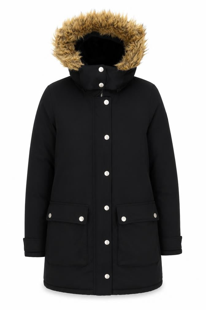 Womens UK Size 8 Warehouse Black Parka Coat