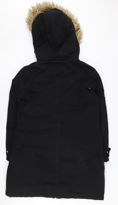 Womens UK Size 8 Warehouse Black Parka Coat