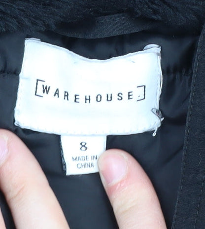 Womens UK Size 8 Warehouse Black Parka Coat