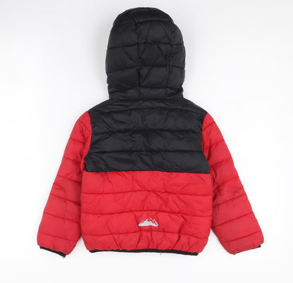 Lupilu Boys Red Black Puffer Jacket, 4 Years, Waterproof, Hooded