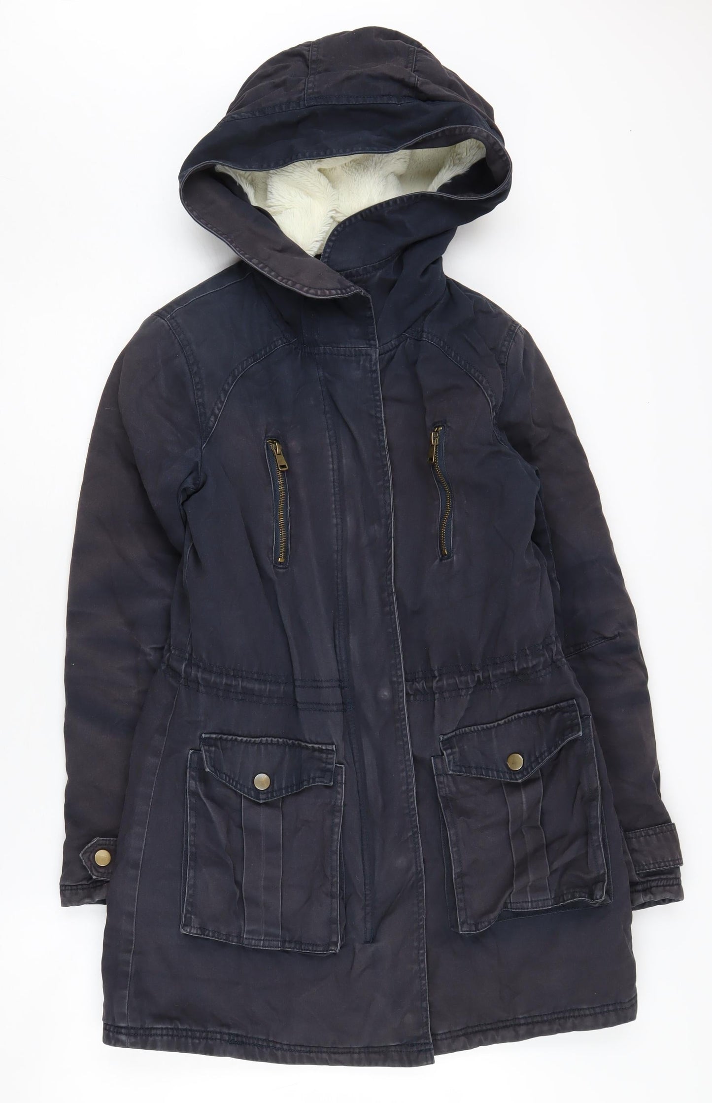 Womens UK Size 8 New Look Black Parka Coat
