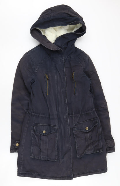 Womens UK Size 8 New Look Black Parka Coat