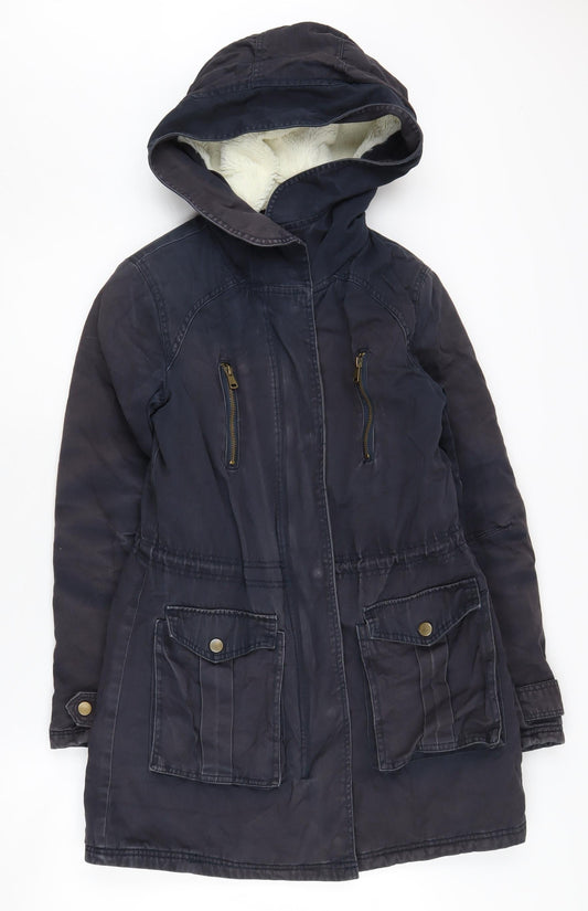 Womens UK Size 8 New Look Black Parka Coat