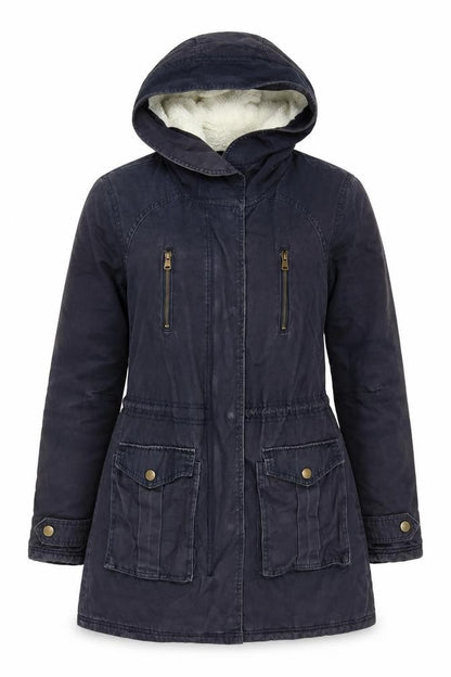 Womens UK Size 8 New Look Black Parka Coat