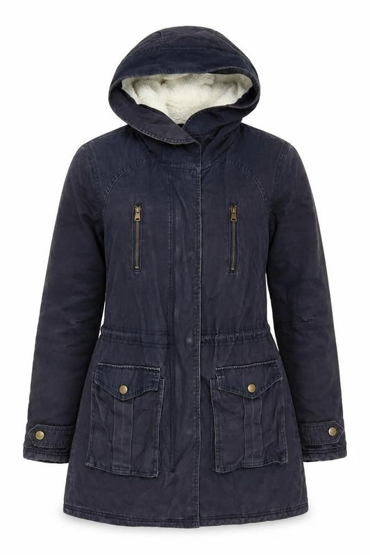 Womens UK Size 8 New Look Black Parka Coat