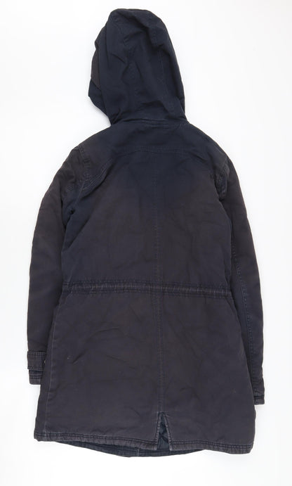 Womens UK Size 8 New Look Black Parka Coat