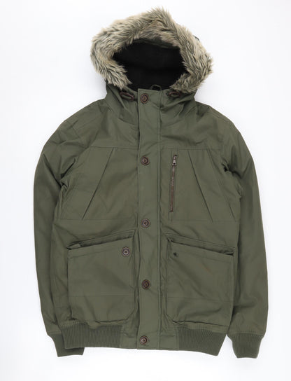Mens UK Size S Industrialize Green Parka Coat