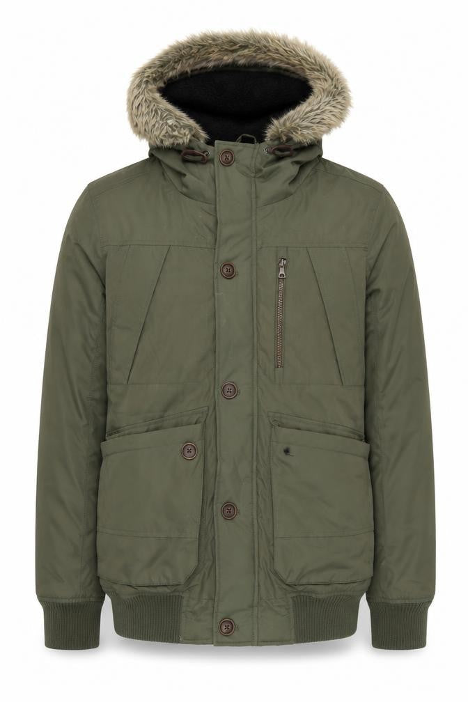 Mens UK Size S Industrialize Green Parka Coat