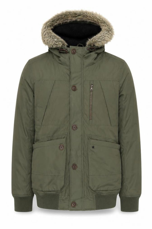 Mens UK Size S Industrialize Green Parka Coat