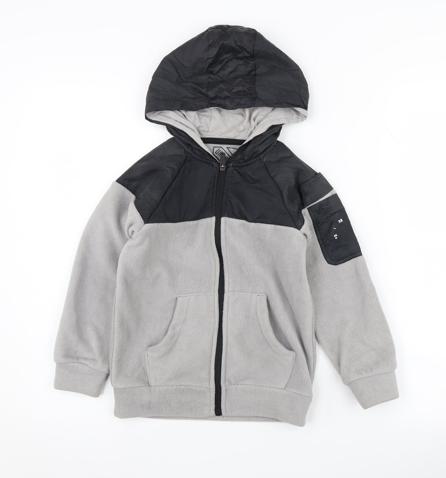 URBN-DEPT Boys Black Grey Fleece Jacket, Size 6 Years