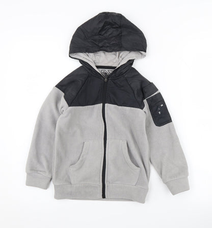 URBN-DEPT Boys Black Grey Fleece Jacket, Size 6 Years
