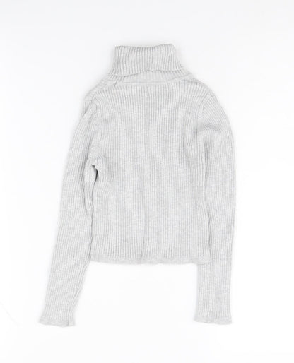 Lefties Girls Grey Roll Neck Pullover Jumper Size 5-6 Years