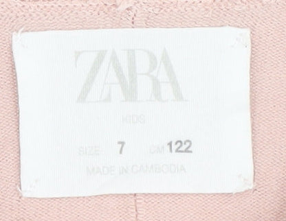 Zara Girls Pink Pullover Jumper, 3/4 Sleeve, Size 7 Years