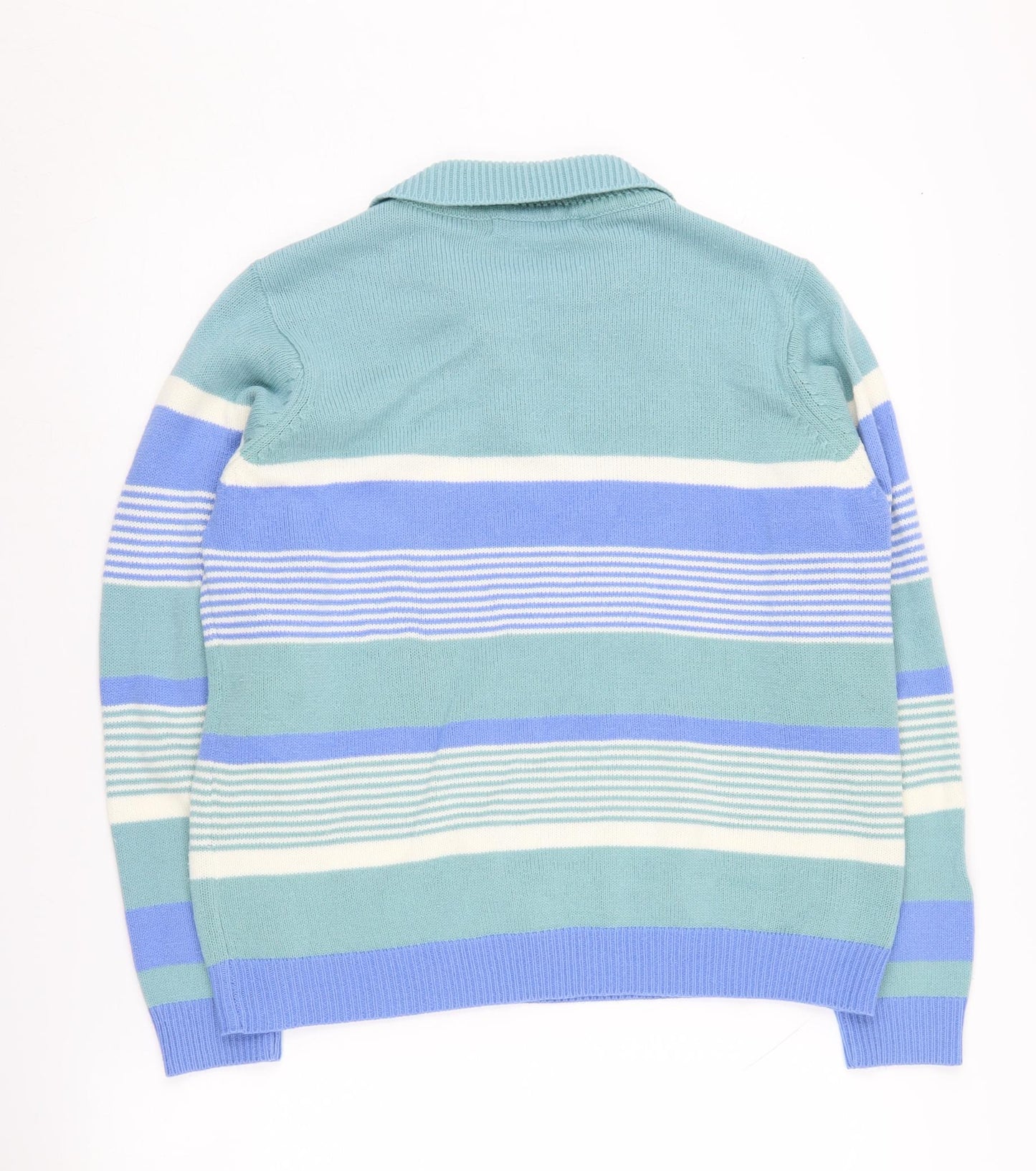 EWM Women's Blue Multicoloured Striped Jumper M