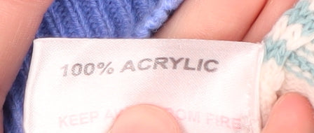 EWM Women's Blue Multicoloured Striped Jumper M