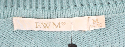 EWM Women's Blue Multicoloured Striped Jumper M