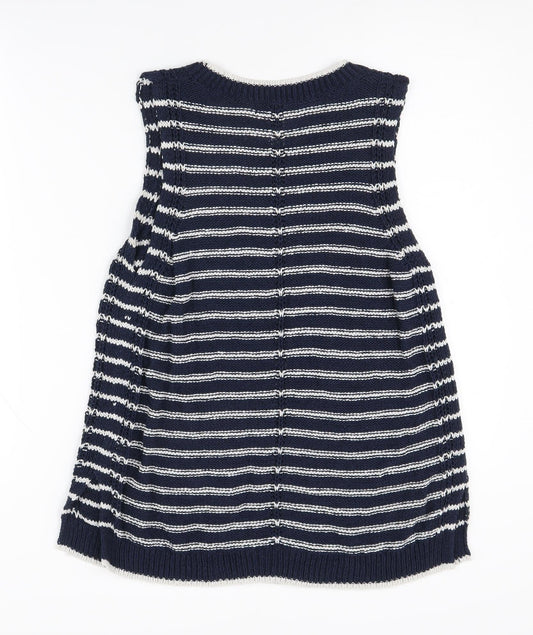 Banana Republic Women's Blue Striped Knitted Vest M