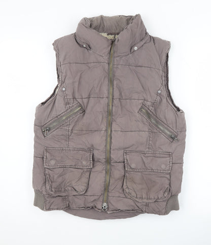 White Stuff Women's Brown Waistcoat Size 12, Zip Pockets