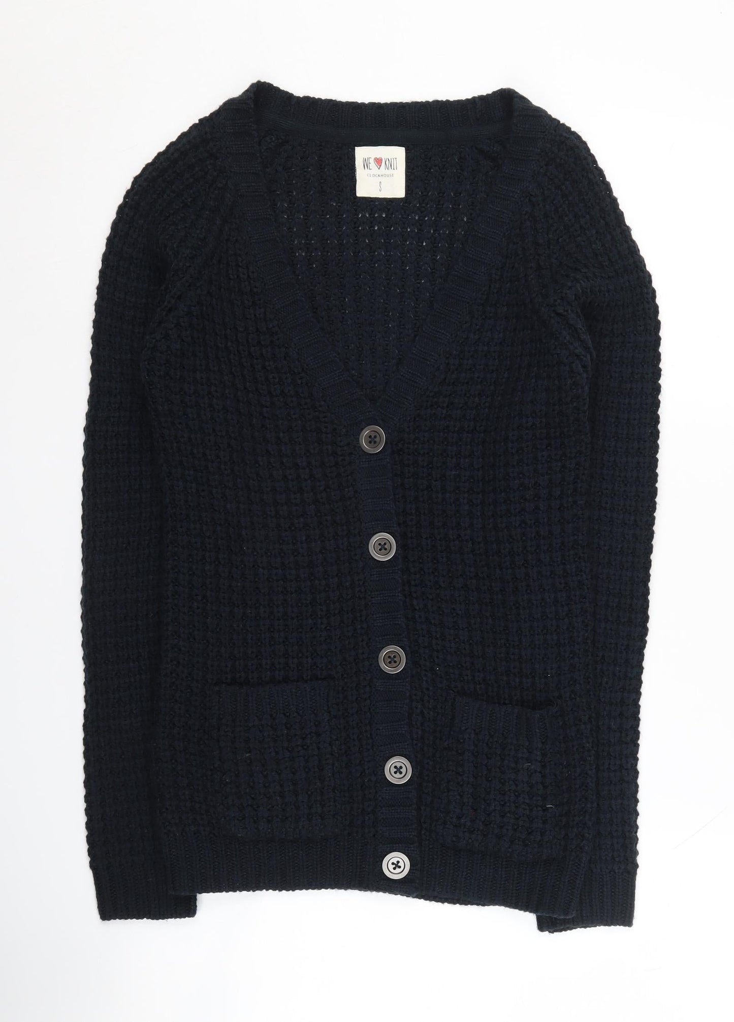 Womens UK Size S Clockhouse Black Cardigan Jumper