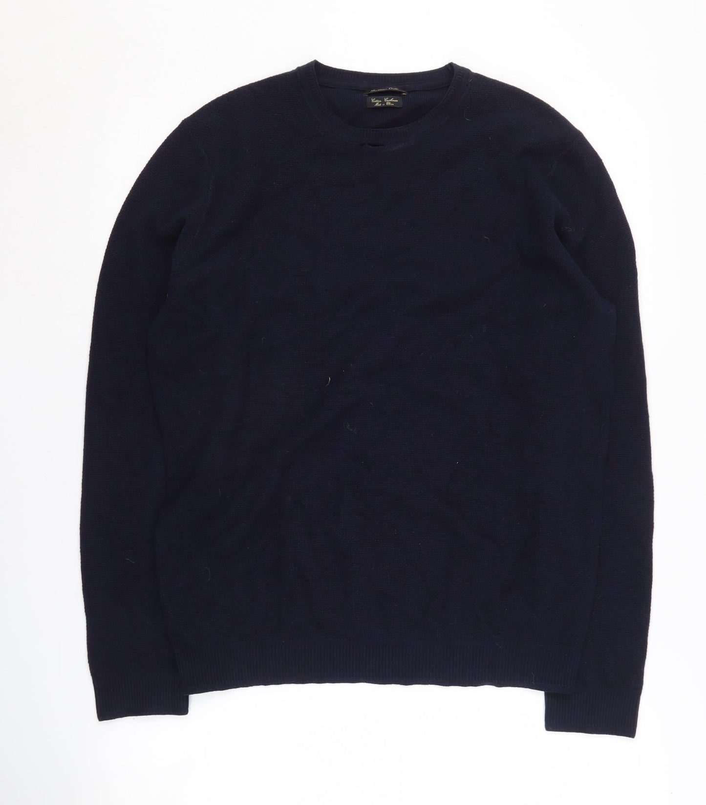 Massimo Dutti Men's Blue Pullover Jumper - Size M