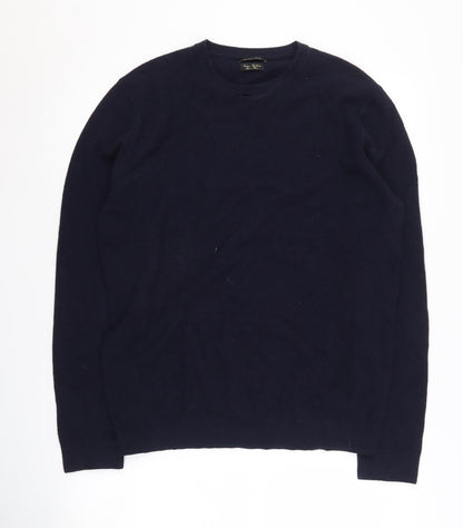 Massimo Dutti Men's Blue Pullover Jumper - Size M