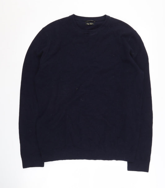 Massimo Dutti Men's Blue Pullover Jumper - Size M