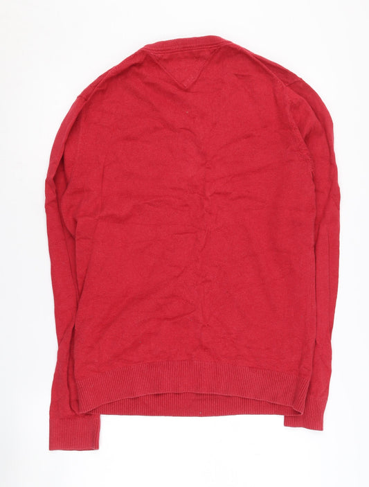Tommy Hilfiger Men’s Red V-Neck Pullover Jumper M