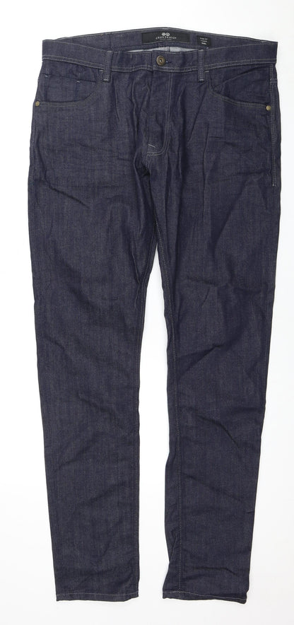 Crosshatch Men's Blue Straight Jeans 38L Regular Fit