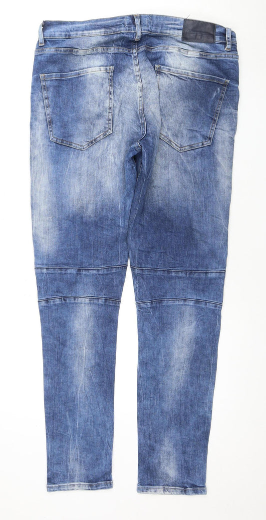Zara Men's Blue Distressed Straight Jeans Size 36