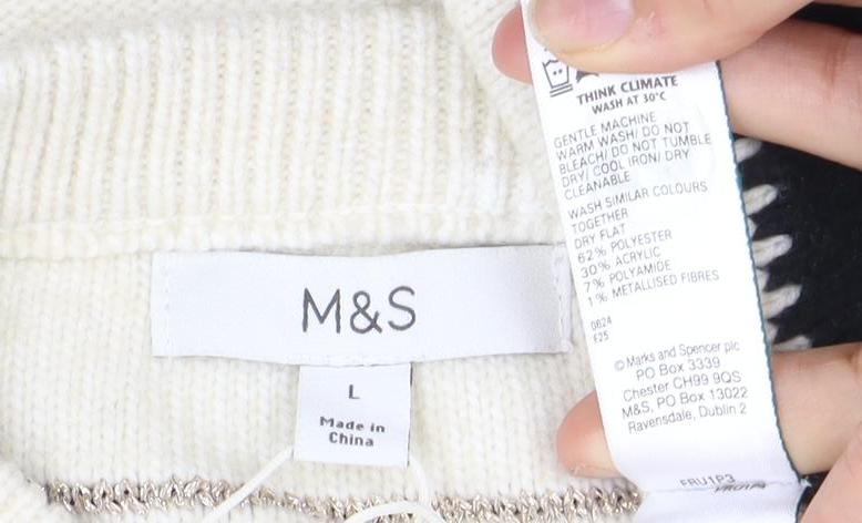 Womens UK Size L Marks and Spencer Ivory Pullover Jumper