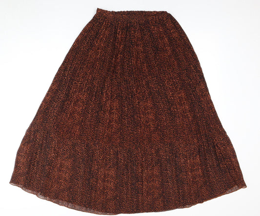 New Look Women's Brown Pleated Midi Skirt Size 6