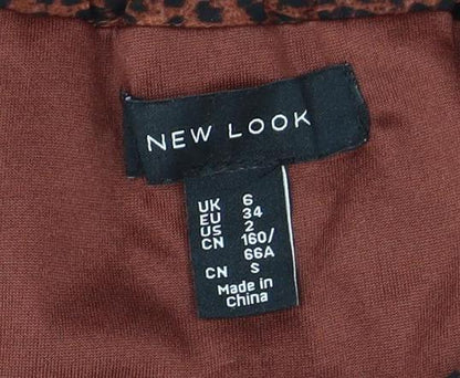 New Look Women's Brown Pleated Midi Skirt Size 6