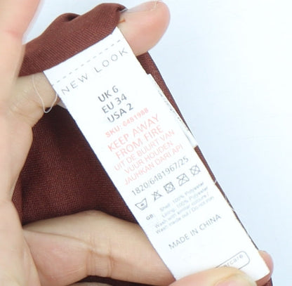 New Look Women's Brown Pleated Midi Skirt Size 6