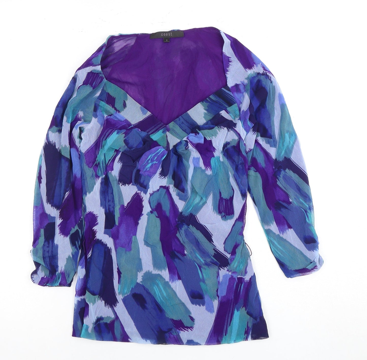 Coast Multicoloured Tunic Blouse, Size 12, V-Neck