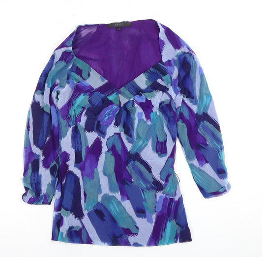 Coast Multicoloured Tunic Blouse, Size 12, V-Neck