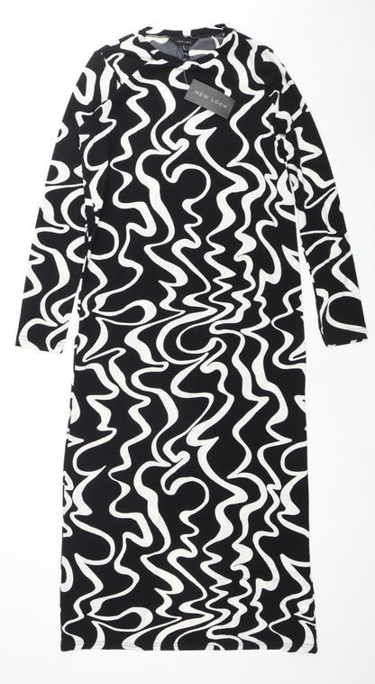 New Look Women's Black Geometric Dress S
