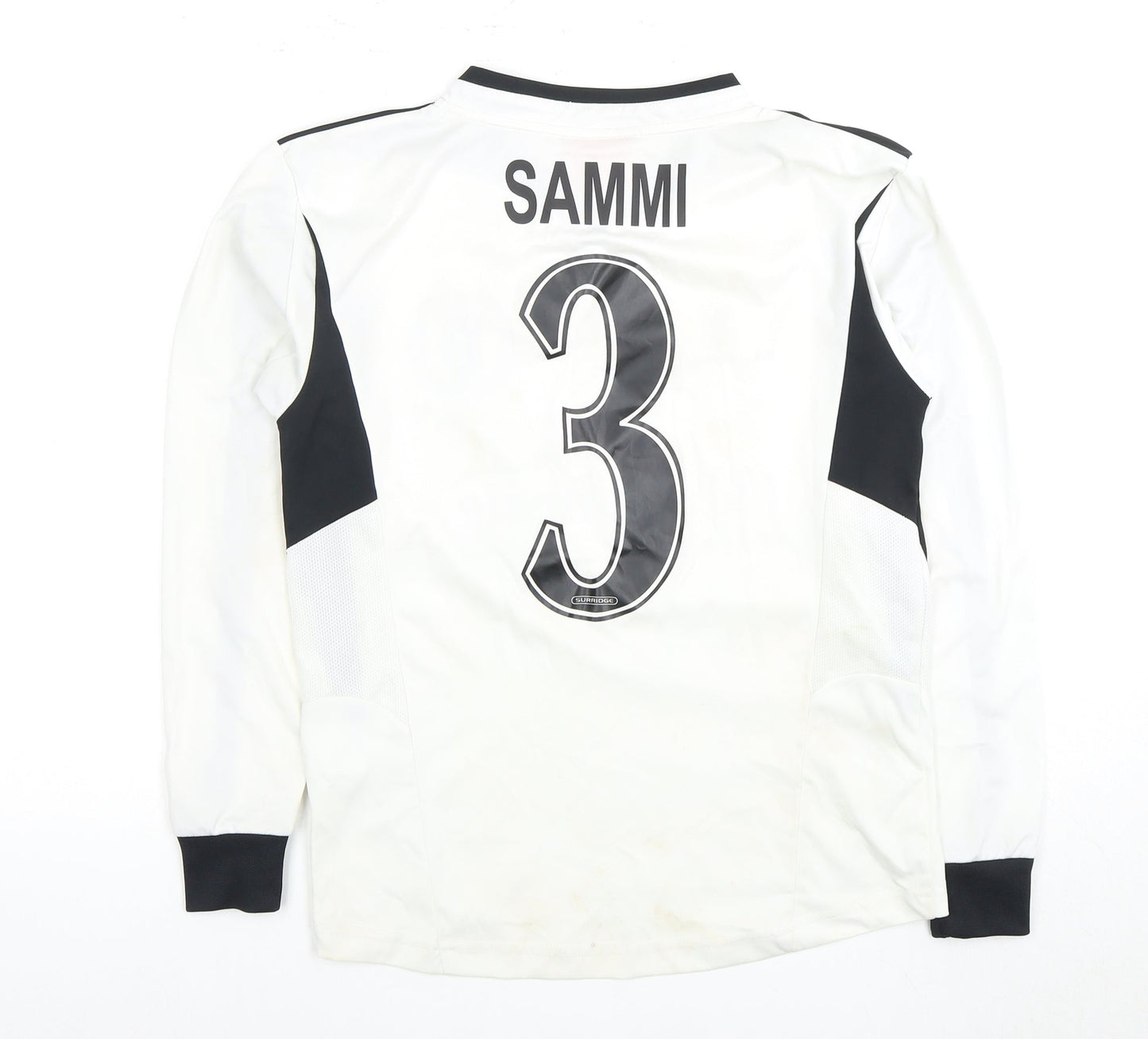 Surridge Boys Football Jersey White Black L Long Sleeve