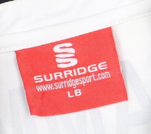 Surridge Boys Football Jersey White Black L Long Sleeve