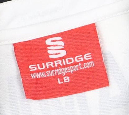 Surridge Boys Football Jersey White Black L Long Sleeve