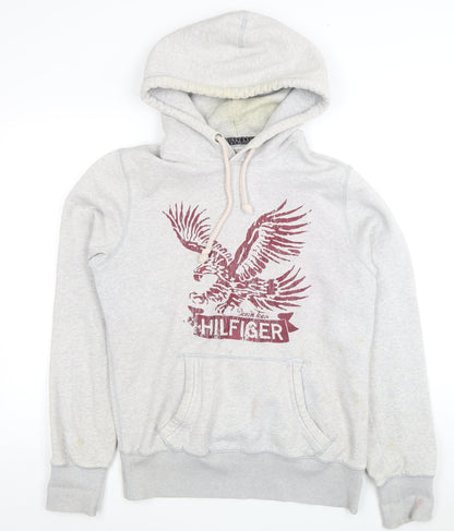 Mens UK Size L Hilfiger Denim Grey Pullover Hoodie