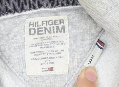 Mens UK Size L Hilfiger Denim Grey Pullover Hoodie