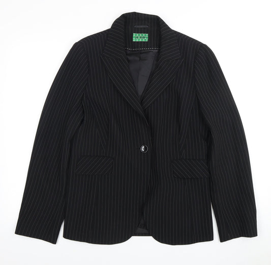 Hobbs Women's Black Pinstripe Blazer Size 14